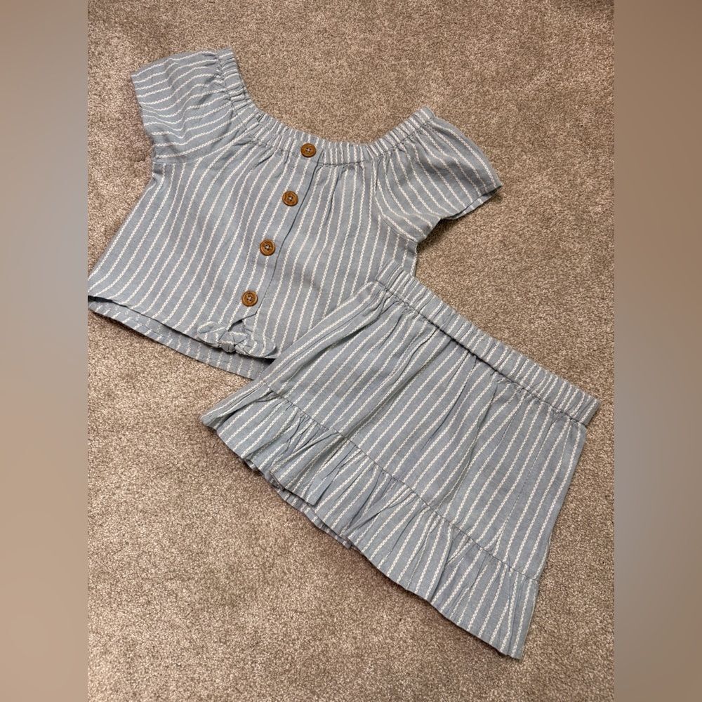 Joie Blue White Striped Girls XS Size 4 Top Skirt Set